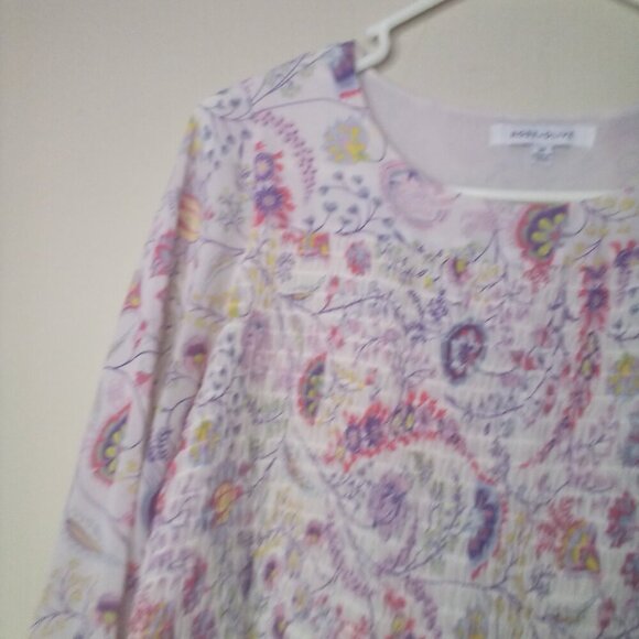 Rose & Olive Blouse Shirt XS Women Long Sleeve Elastic Bust Floral Colorful - Picture 11 of 14